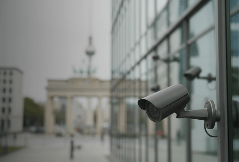 Professioneller Objektschutz in Berlin – Überwachungskamera am Brandenburger Tor
